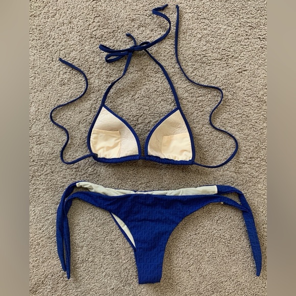 Authentic Fendi blue FF monogram bikini set swimwear Italian size 40 - Picture 5 of 7